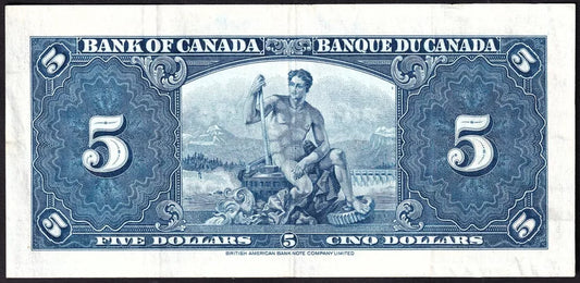 Canada 1937 $5 Five Dollar Banknote Gordon - Towers BC-23b Extra Fine XF - cscoinsnbanknotes