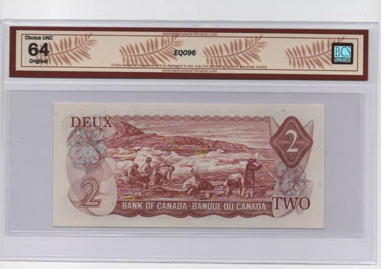 Canada 1974 $2 Two Dollar Banknote Low Serial Number #726 BCS Choice UNC-64 - cscoinsnbanknotes
