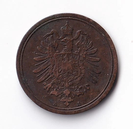 Germany 1885A 1pf One Pfennig Copper Coin Emperor Wilhelm I Minted Berlin - cscoinsnbanknotes