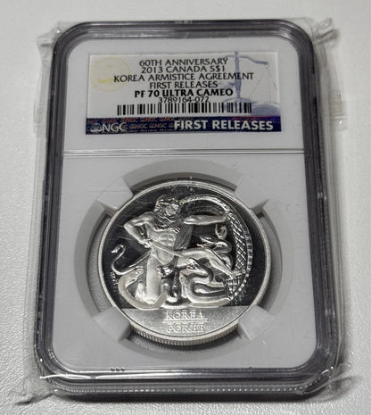 Canada 2013 $1 60th Ann. Korea Armistace Agreement NGC First Releases PF-70