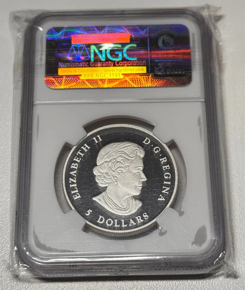 Canada 2013 Piedfort High Relief Mple Leaf Leaf $5 Silver Coin 25th Ann NGC PF70