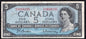Canada 1954 $5 Five Dollar Banknote Beattie - Rasminsky BC-39b VF
