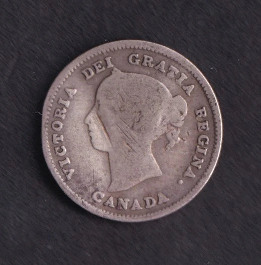 Canada 1891 5c Five Cent Silver Coin Queen Victoria .925 Silver #1 - cscoinsnbanknotes